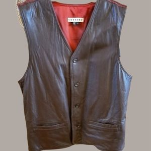 Letters Supple Brown Leather Mens' Vest